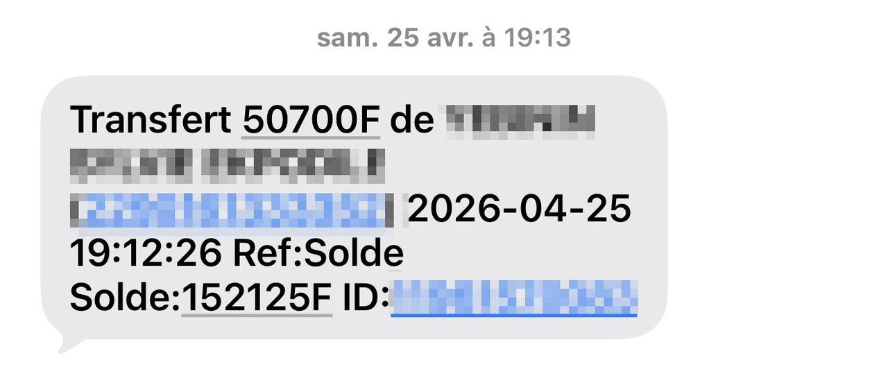 Preuve de paiement 50 700 F