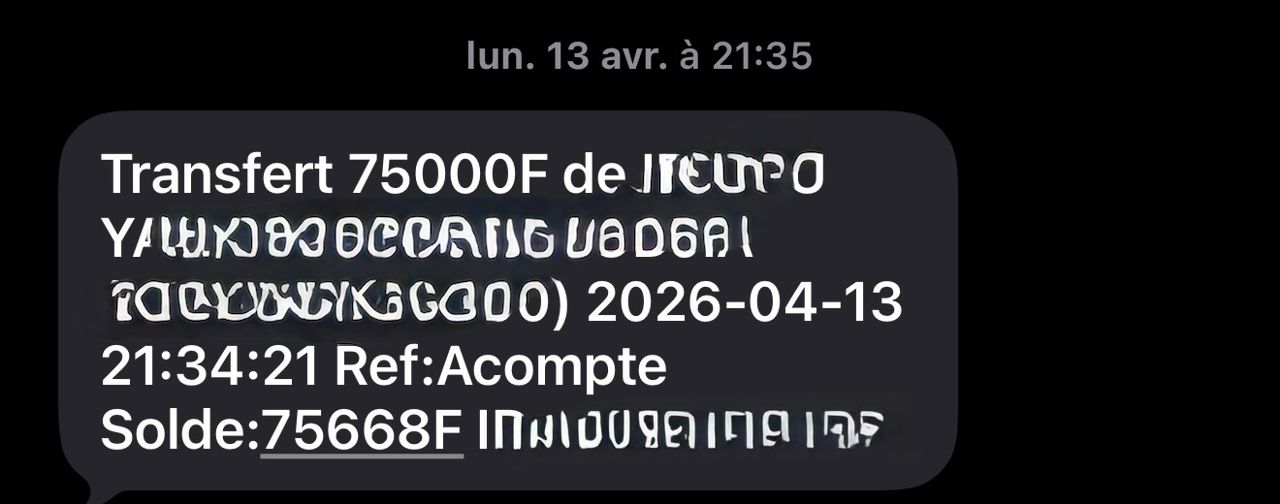 Preuve de paiement 75 000 F